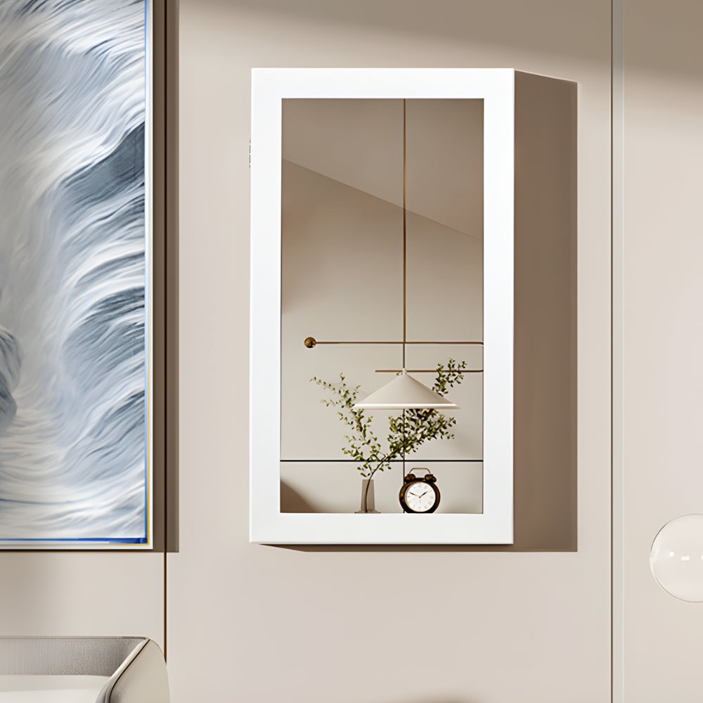 Petite Armoire À Bijoux Blanche Murale Avec Miroir